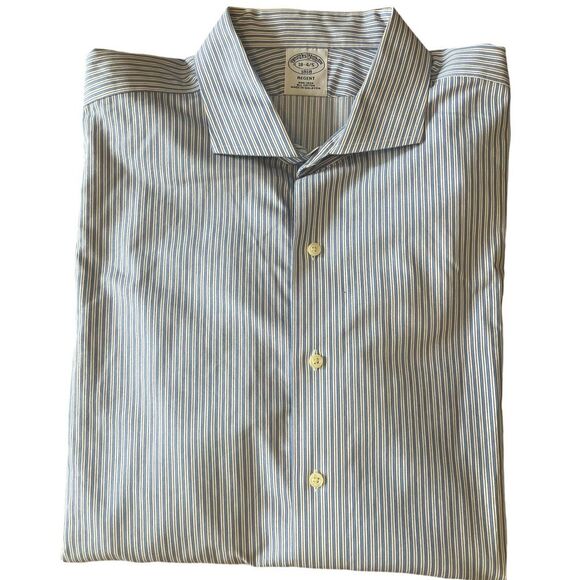 Brooks Brothers Regent Button Down Shirt Non Iron Red White Blue Stripes Mens 18 - Picture 1 of 10
